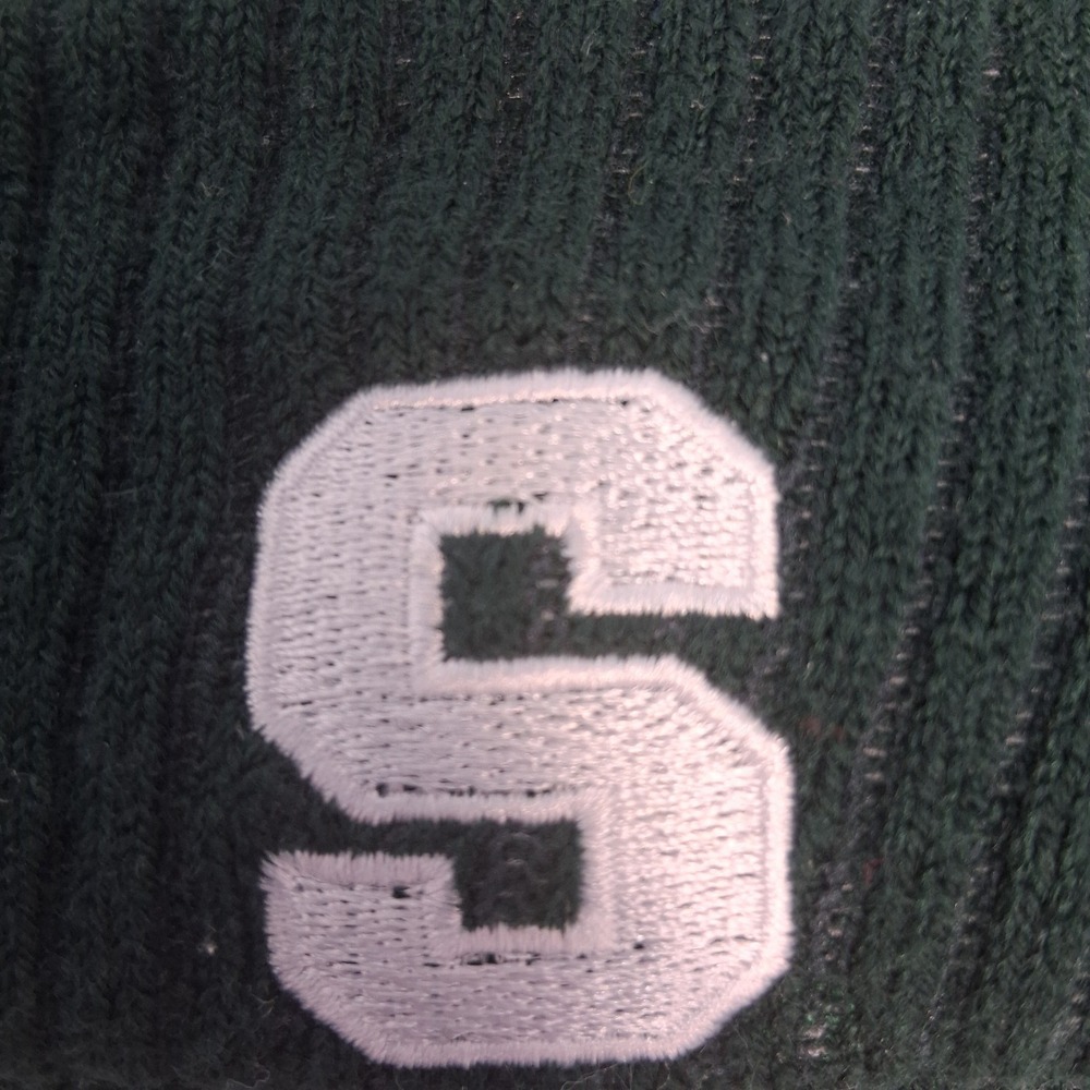 Michigan State Spartans Knit Beanie Pom Hat Top of the World Green White S Logo - Picture 8 of 8